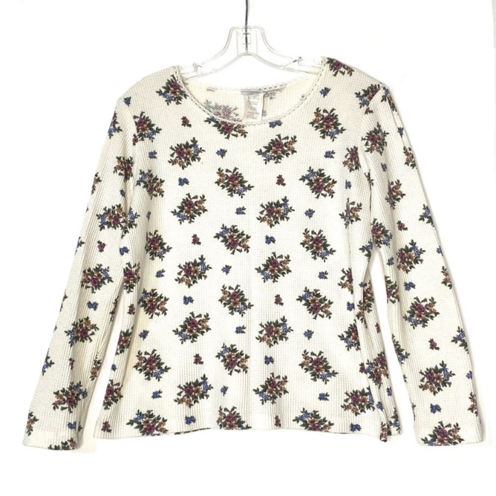 LAST CHANCE! Vintage 90s Floral Print Long Sleeve Thermal Top
